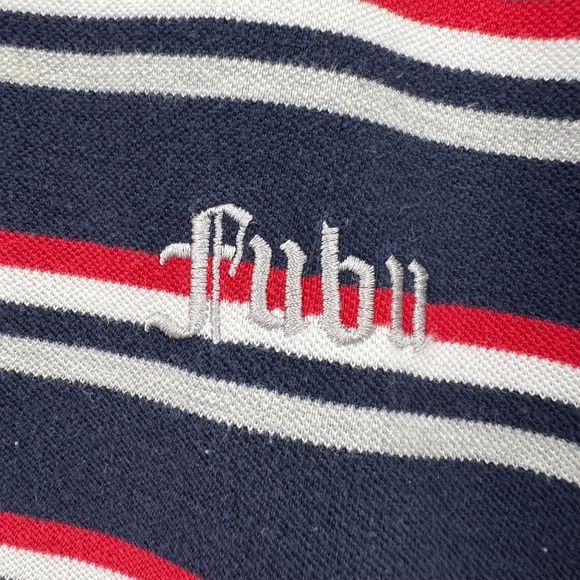 Fubu polo shirt XL vintage striped mens 90's streetwear hip hop attached t-shirt - Picture 4 of 8